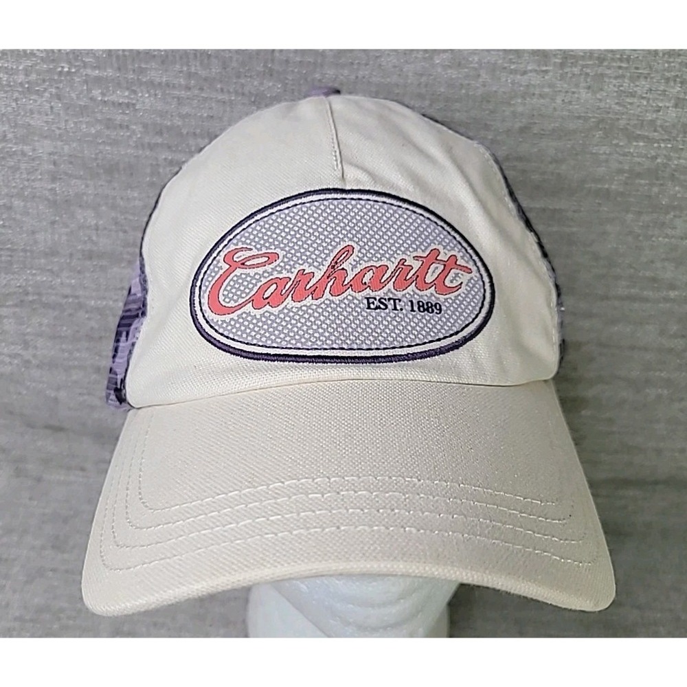 Carhartt Patch Purple Camo Mesh Hat Cap Women's SnapBack Adjustable Logo